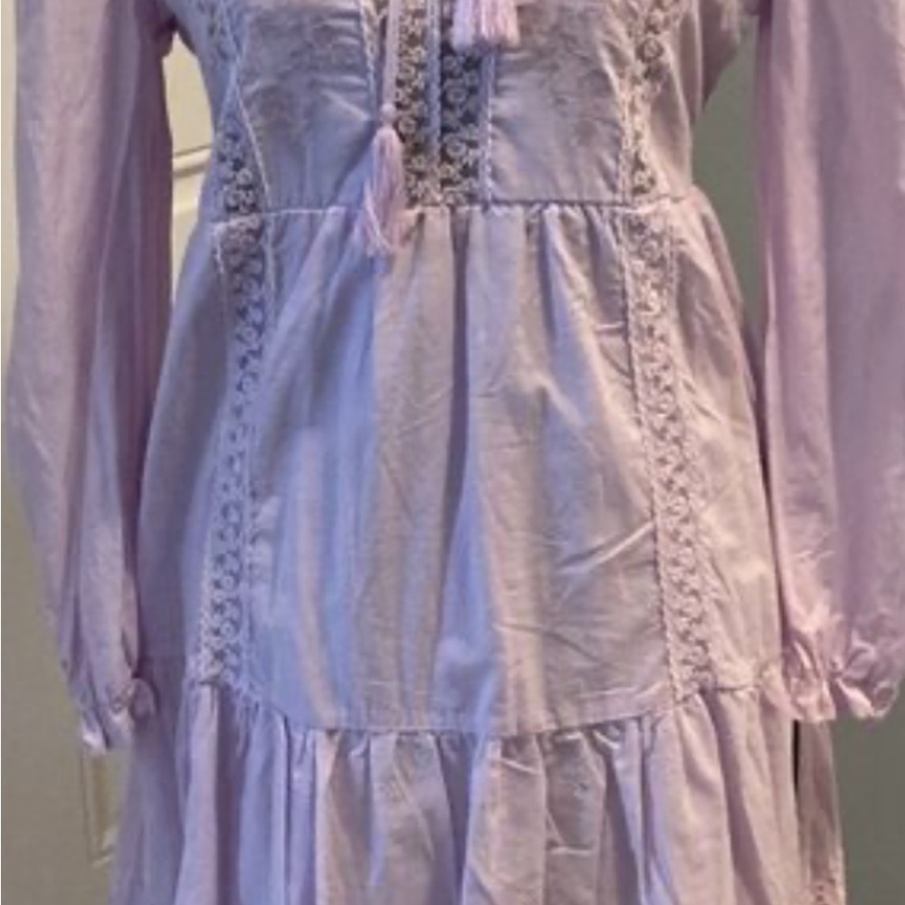 Elegant Lavender Long Sleeve Dress